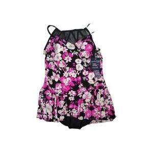 New Simply Slim Floral Mesh Swim Dress Women’s Size 1X 16W Multicolor Fast Ship